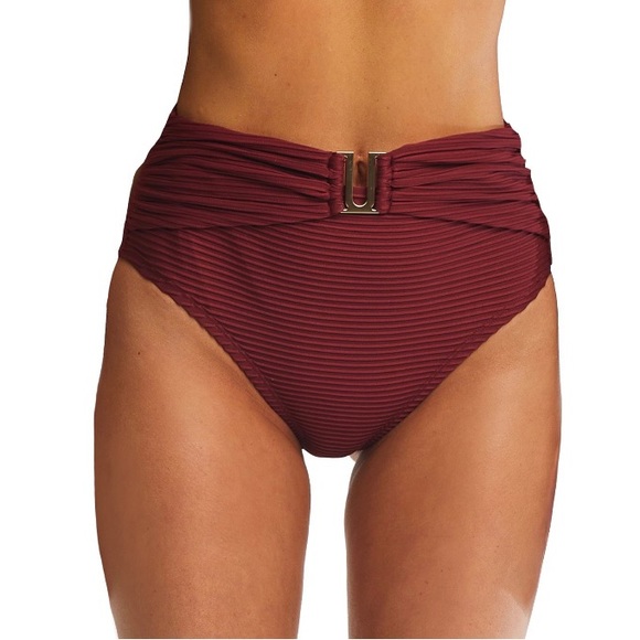 Time and Tru Maroon Two-Piece Bikini Swim Suit Size S (4-6) - Picture 9 of 14